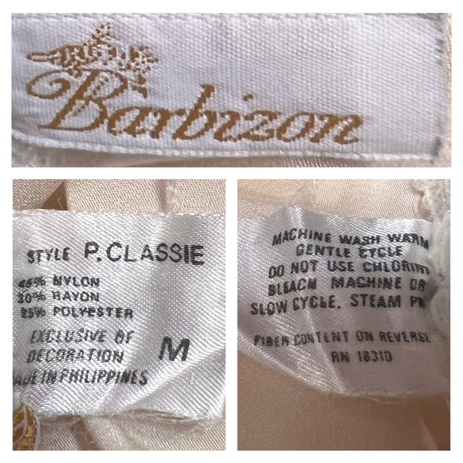 Barbizon Half Slip Womens Size M Beige Nylon Blend STYLE P. CLASSIE Scallop Trim