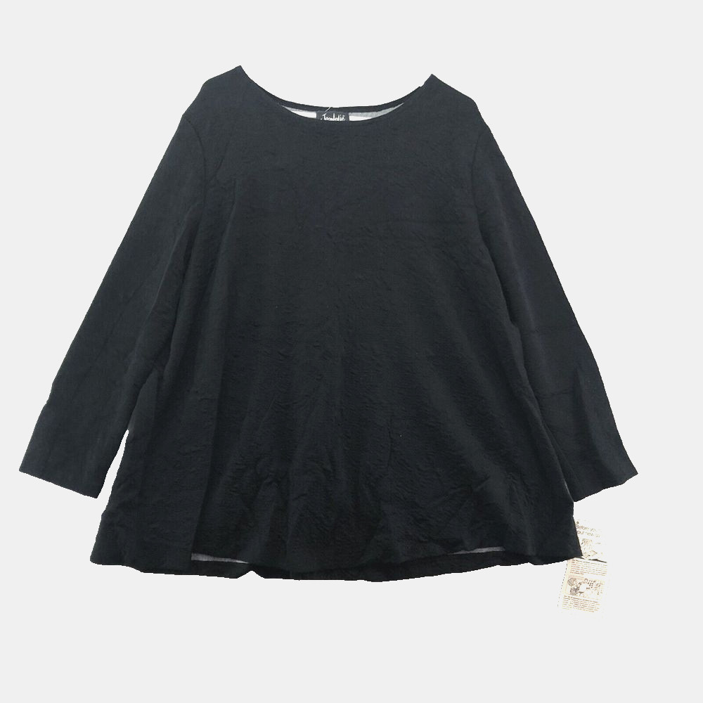 New Vintage Jean Leslie Black Long Sleeve Knit Shirt Size 1XL Women Casual