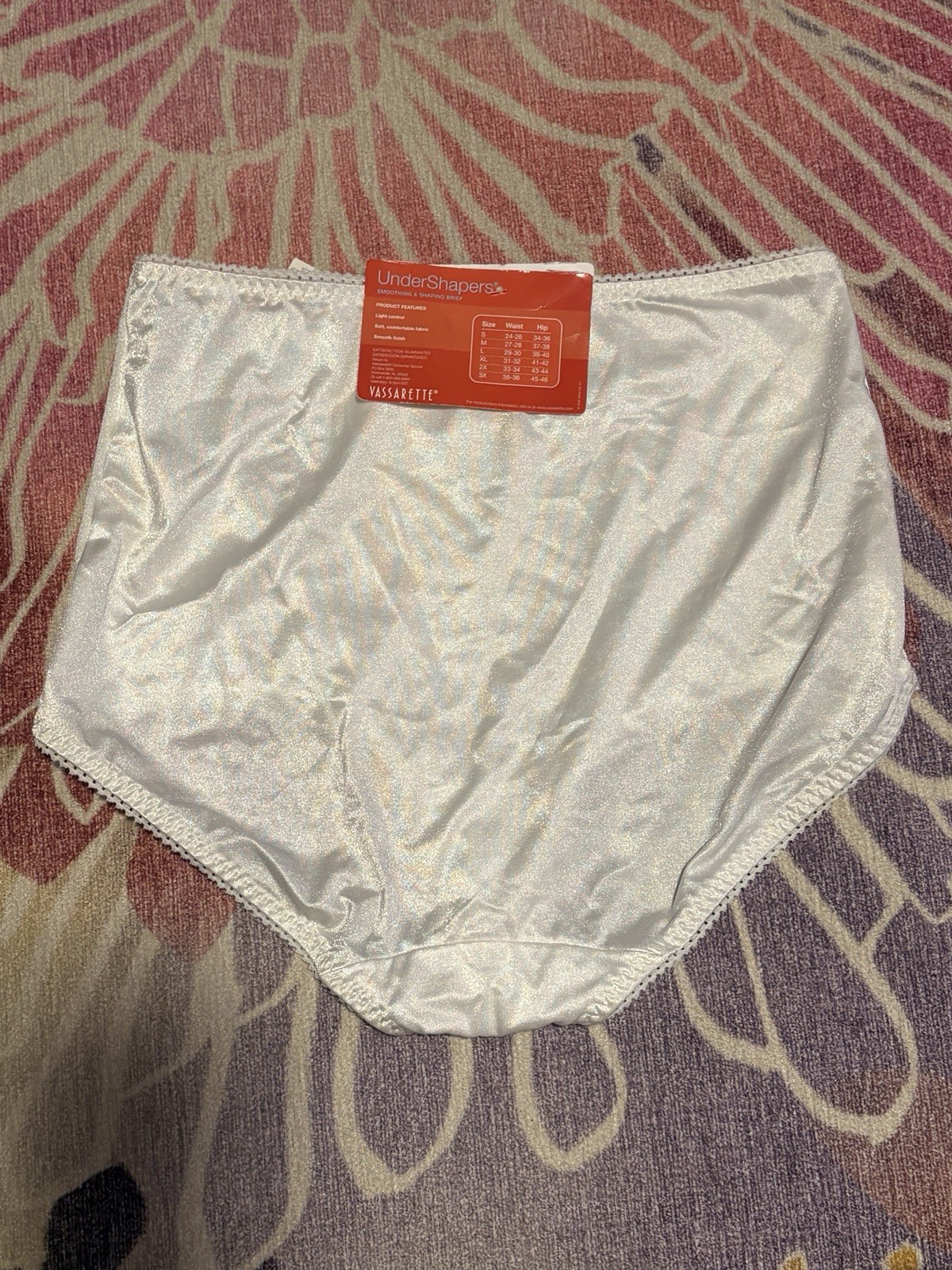 Vassarette Undershapers Womens Vintage NOS Brief Panties White Nylon Spandex XL
