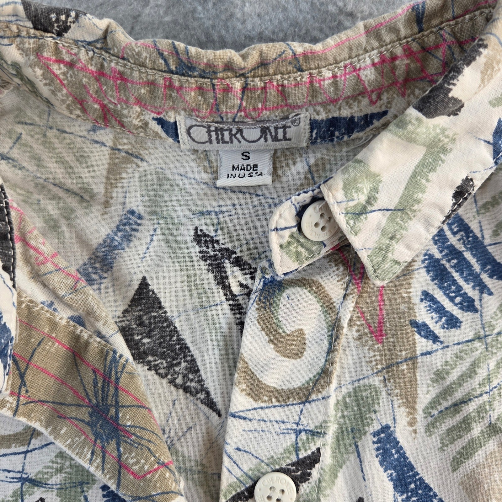 Cherokee Button Down Shirt Womens Small Vintage 90s Geometric Abstract