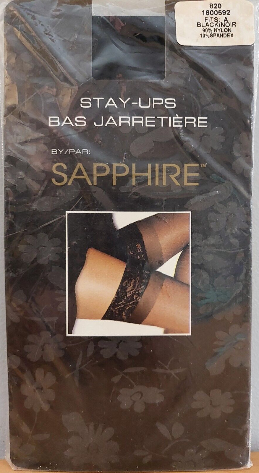 Vintage Pantyhose Quality Stay Up Sapphire Color Black Size A BDR2