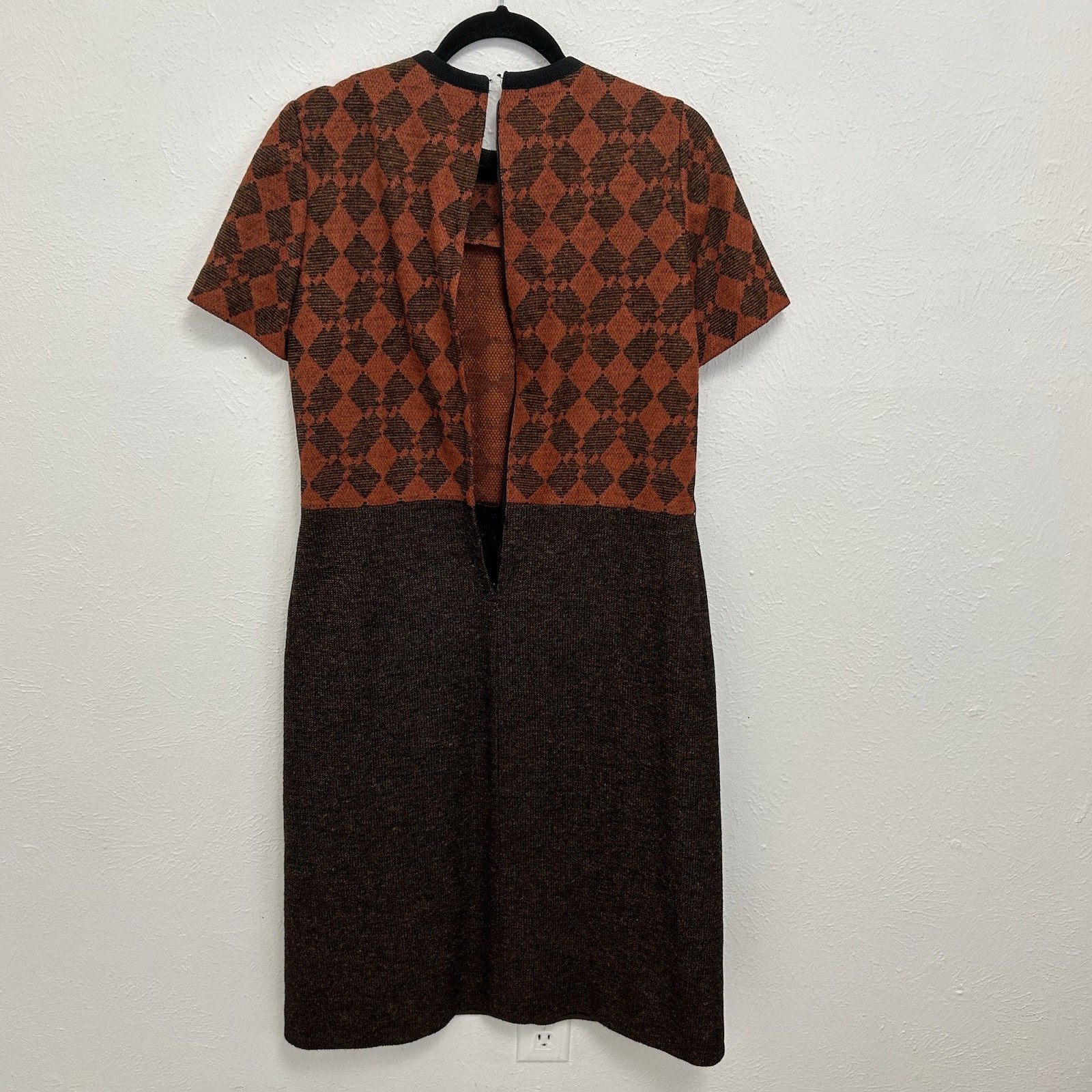 VTG Alper Schwartz M/L Brown Orange Wool Tweed Suit Dress Jacket 2-Pc 1960s/70s