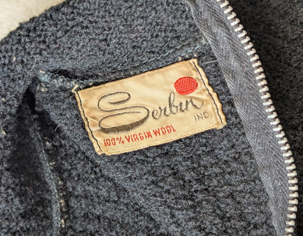 VTG 50s Serbin Virgin Wool Dolman Sleeve Peter Pan Collar Ribbed Crop Sweater SM