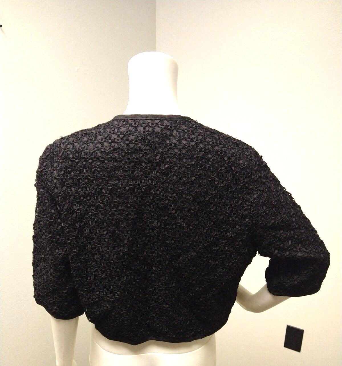 Glentex Union Bow Pattern Bolero Jacket Womens M Vintage 3/4 Sleeve Elegant 60&rsquo;s