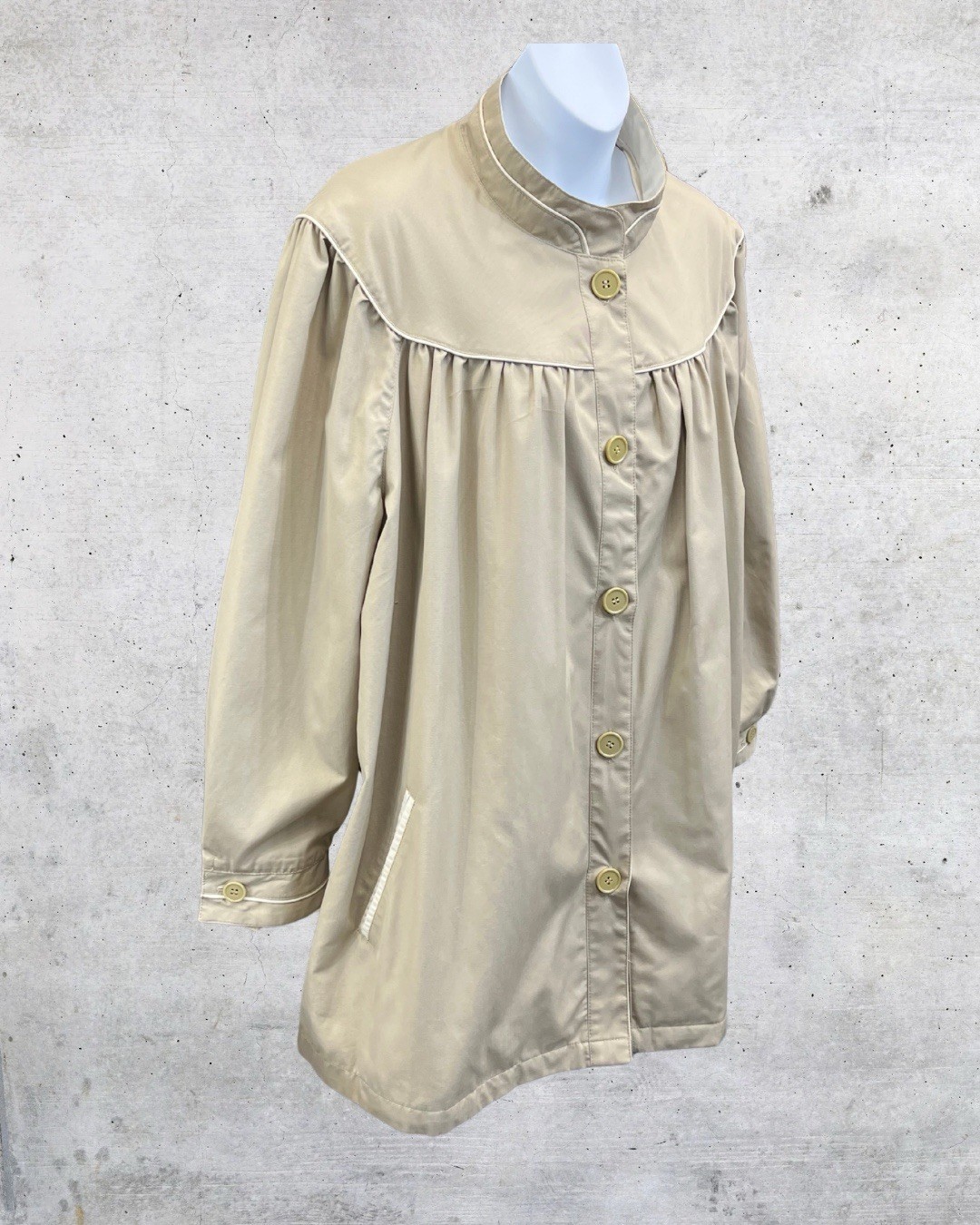 Vintage Misty Harbor Oversized Utility Coat Medium Neutral 80s 90s Lightweight