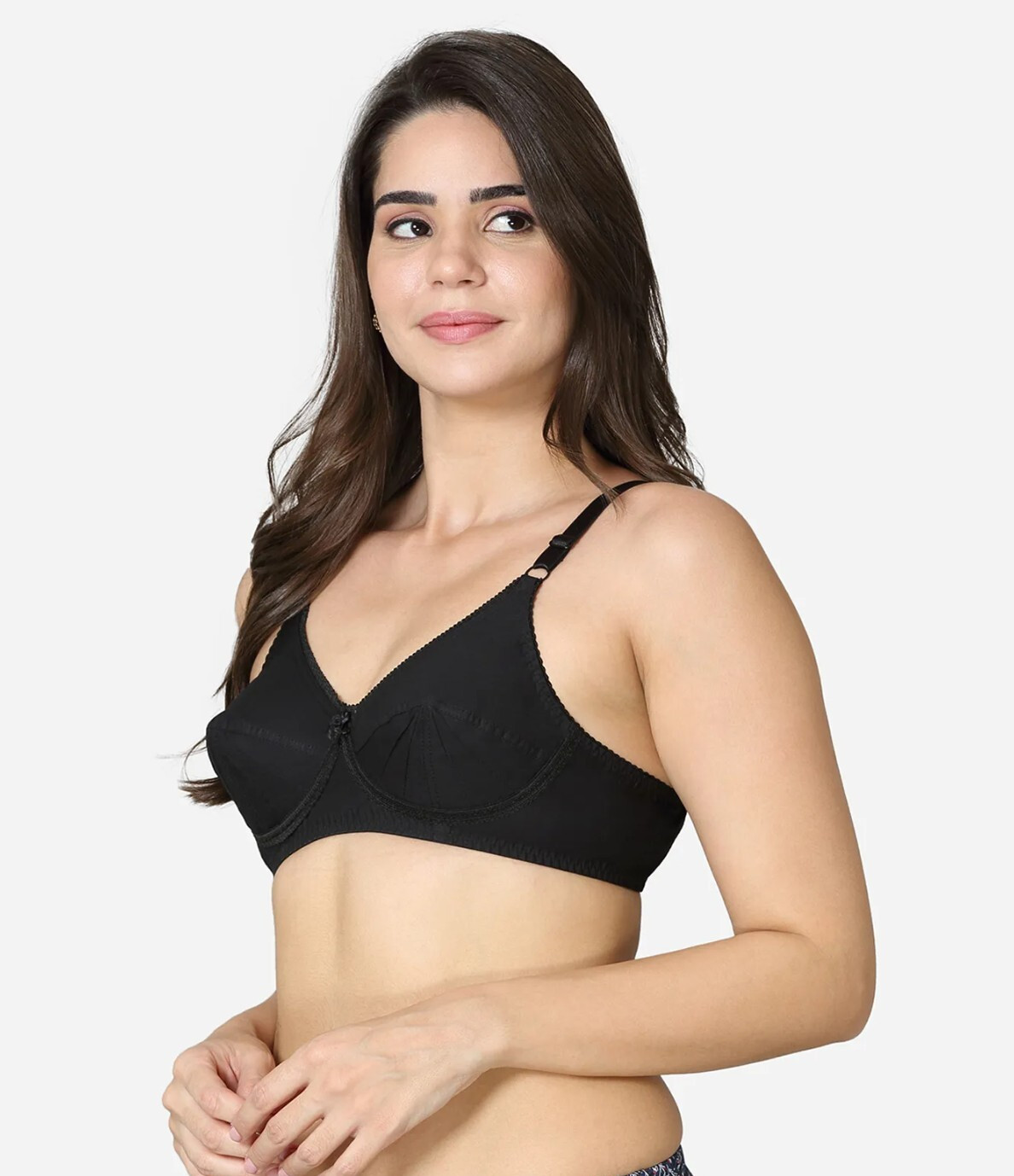 Saree Bra – BLACK Double Layered Plus Size Non Padded Wireless Cotton Sexy Bra