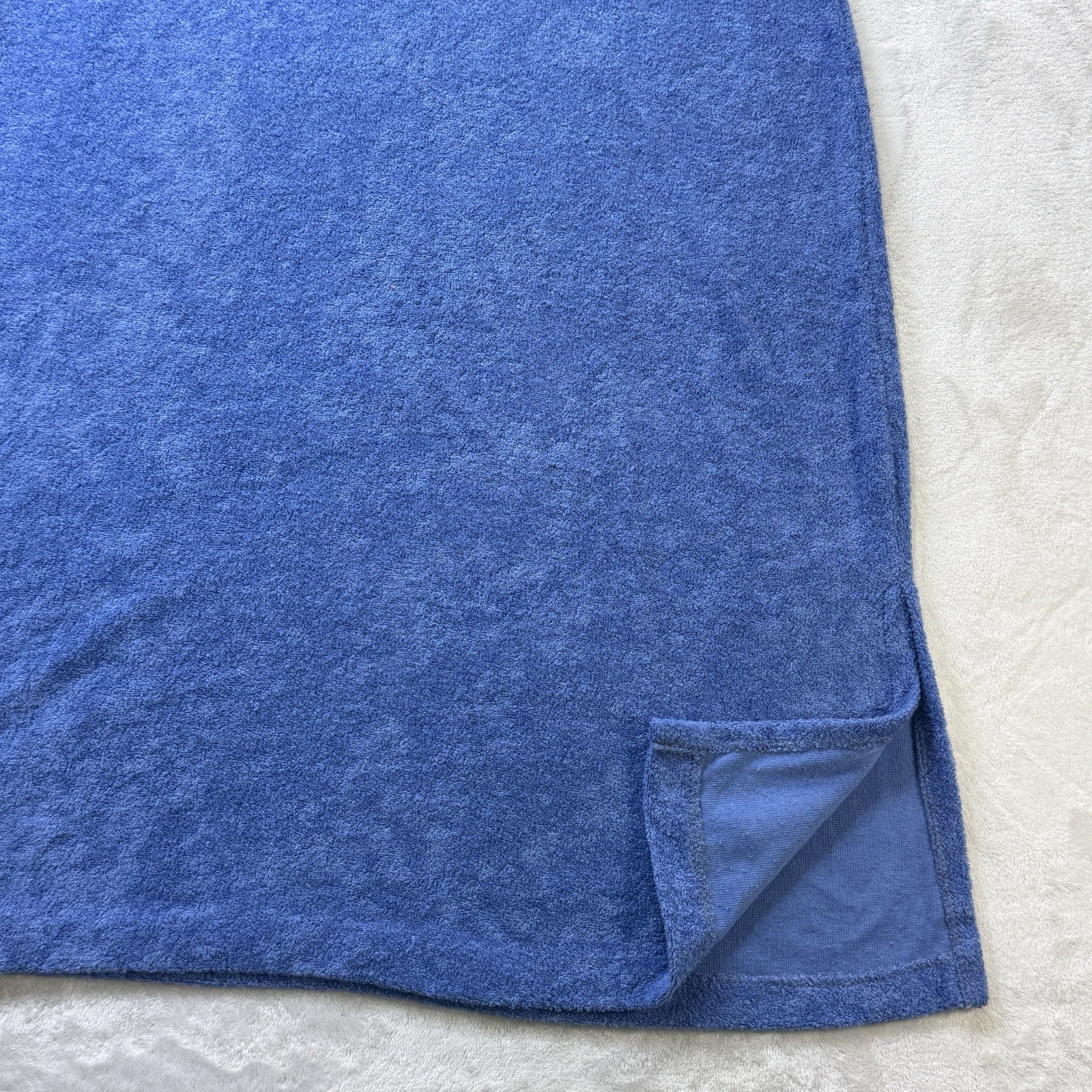 Vintage 70s Rainbow Terry Cloth Cover Up Dress Blue White Size 10