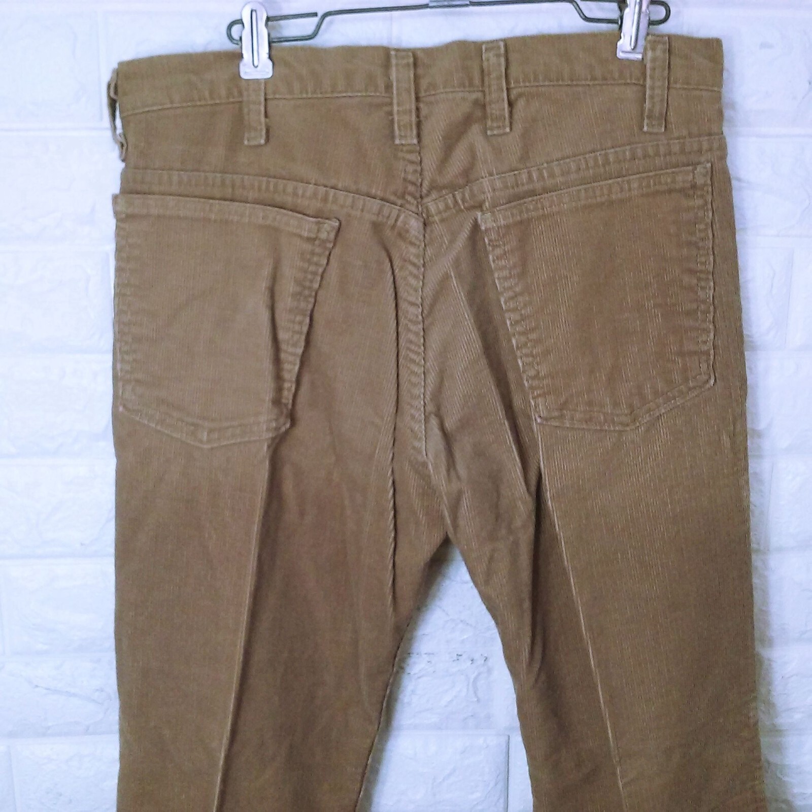 Vintage 70s-80s Sears Trim Fit Corduroy Pants 34-Long Western Bootcut Flare Tan