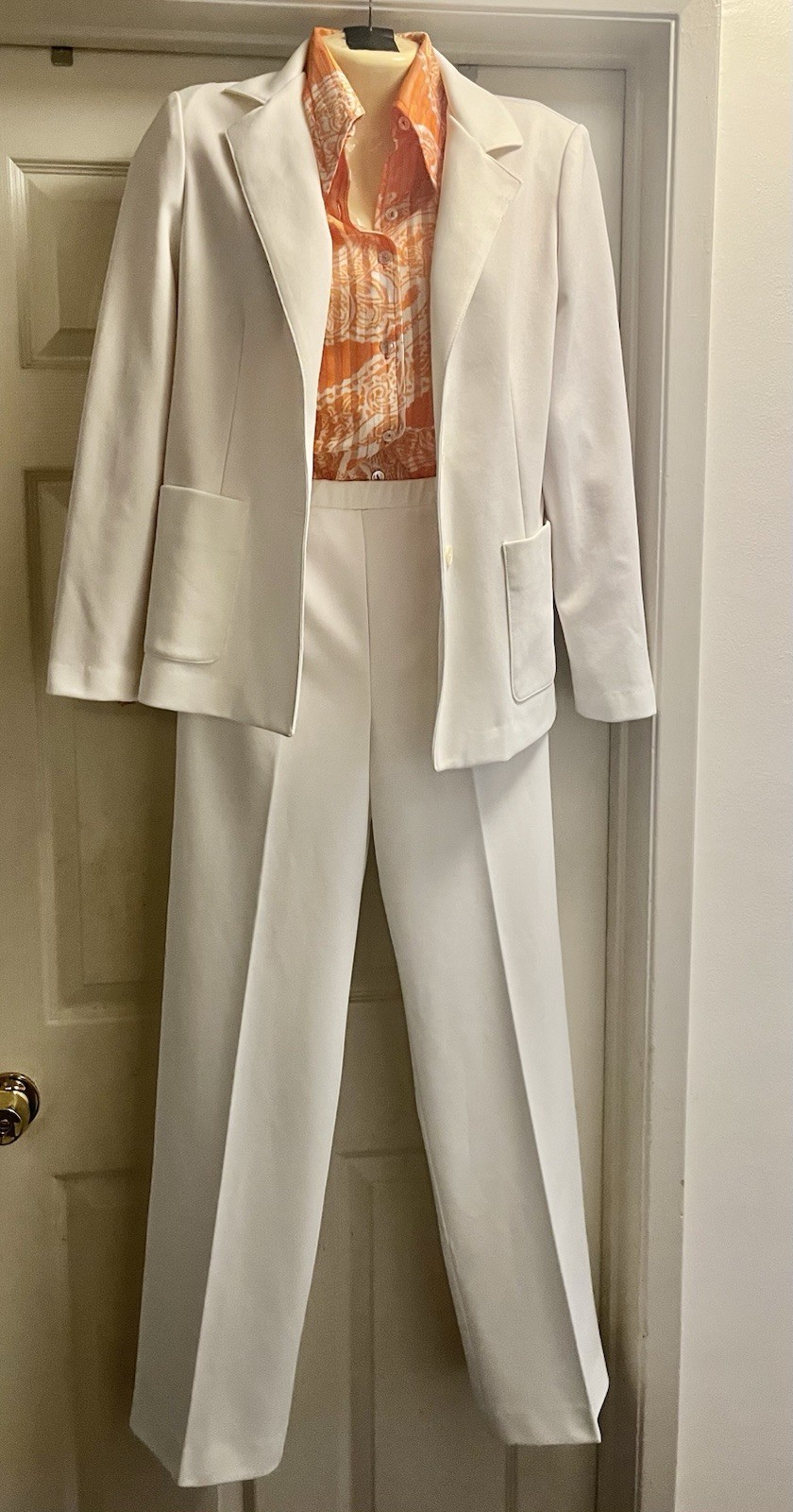 Vintage Devon White 3 Piece Suit Separates Jacket Skirt Pants & Blouse Size 7/8