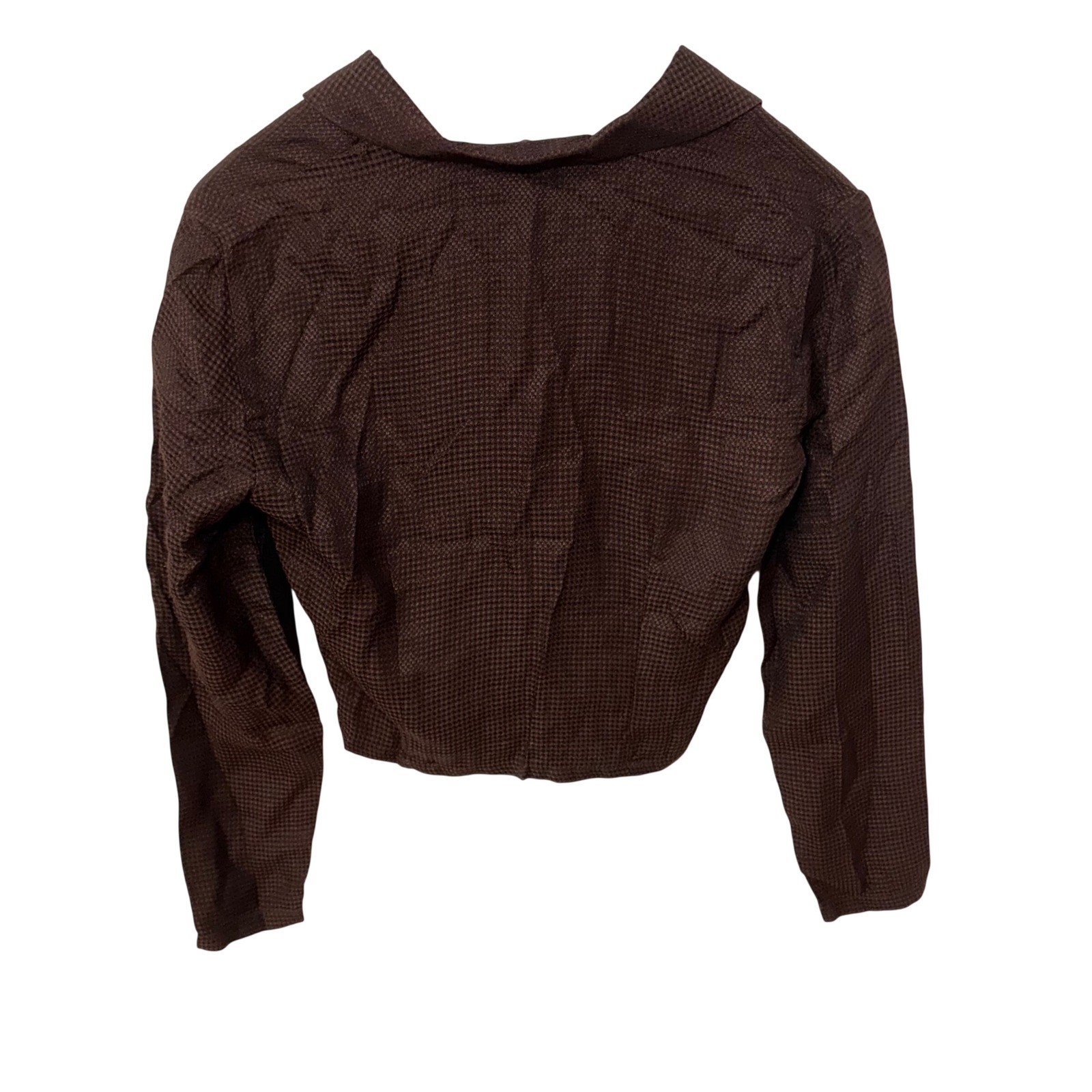 90s Jonathan Martin Brown Cropped Button Up Blouse Indie Sleeze Womens M USA