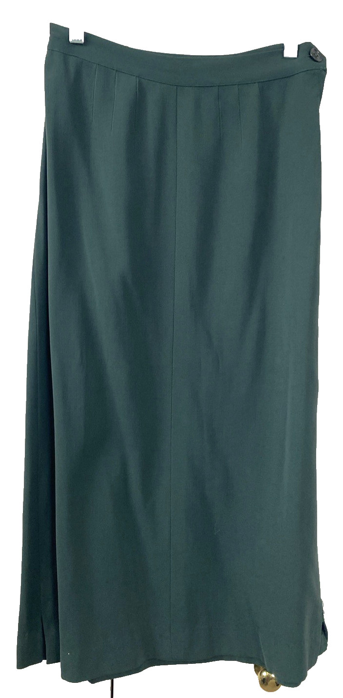 Vtg 40’s FORSTMANN Green Wool Gabardine Nipped 27&Prime; Waist Suit Jacket Skirt RARE