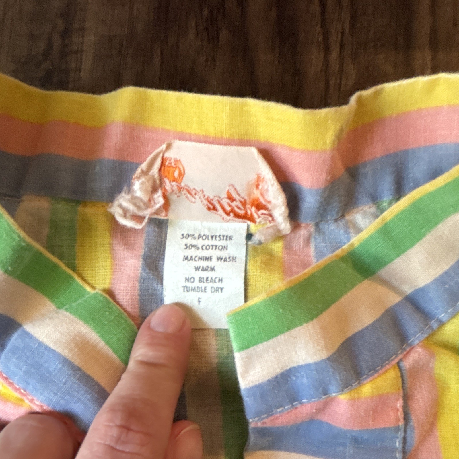 Vintage Smartiques Pastel Striped Tunic Blouse Women&rsquo;s 60s 70s Long Sleeve