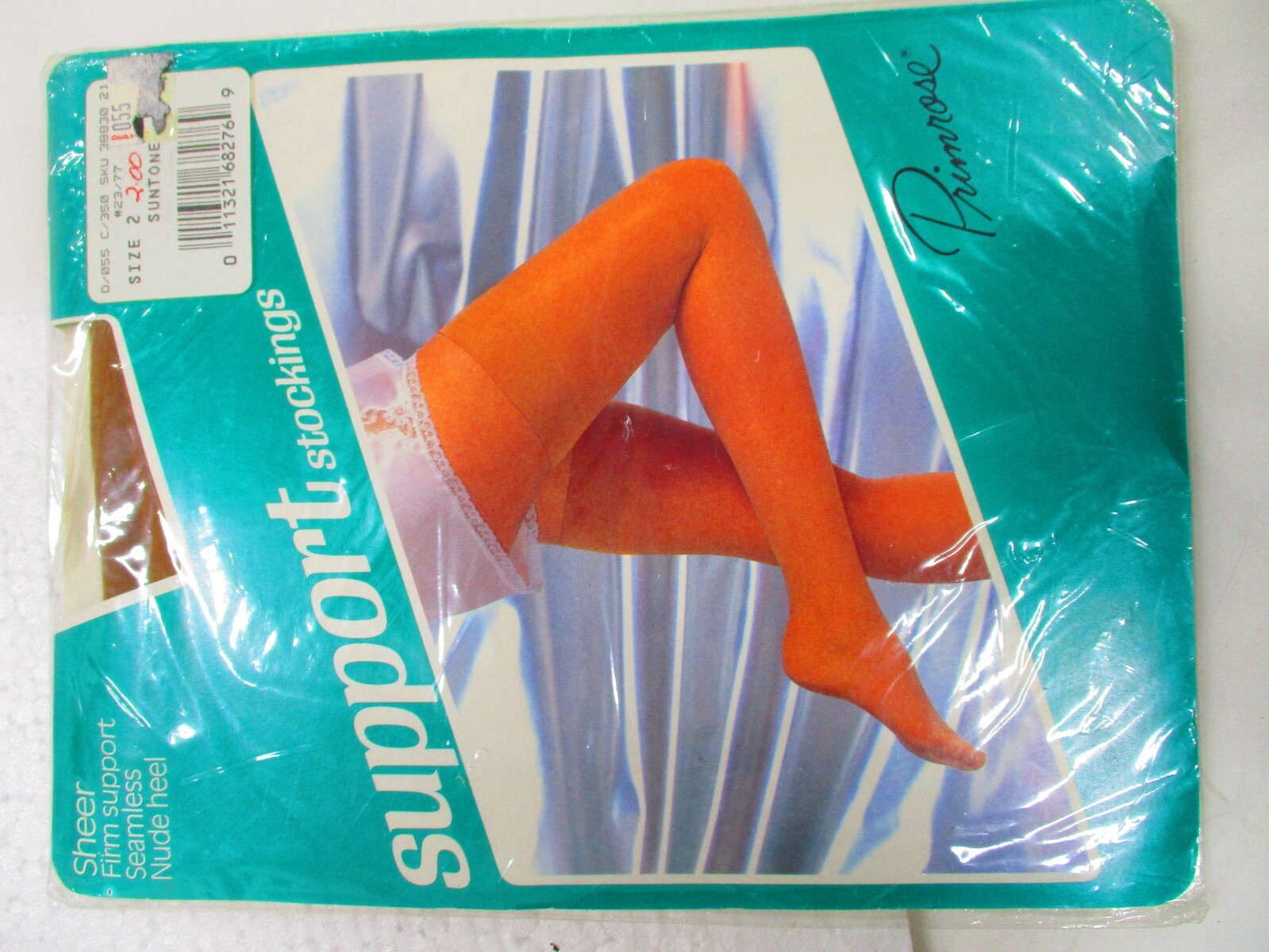 1PR VINTAGE PRIMROSE RT SUPPORT SHEER NYLON STOCKINGS SZ 9 1/2-10 MED BEIGE