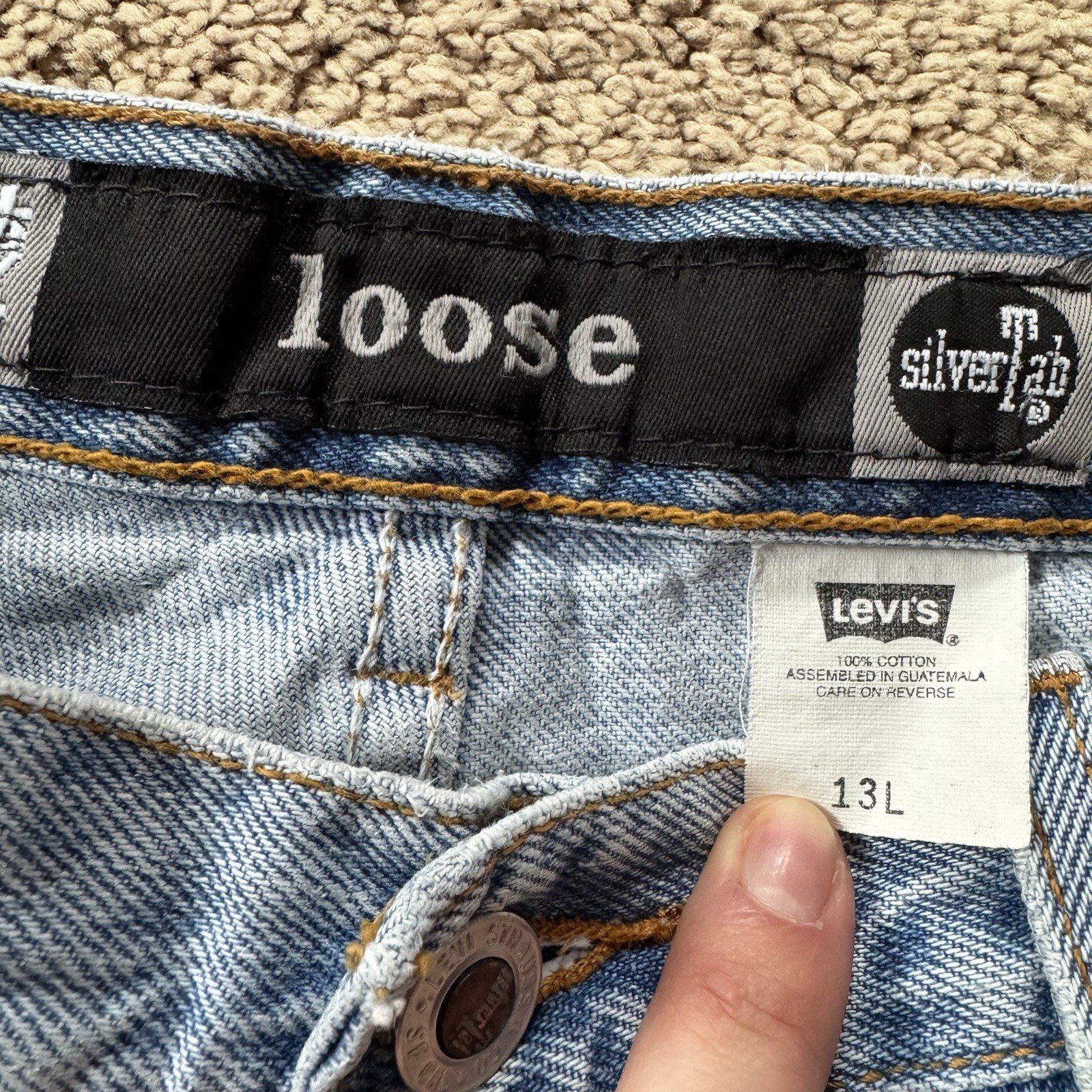 Vintage 90s Levi’s Silvertab Loose Light Wash Baggy Jeans Size 13 Long Tall