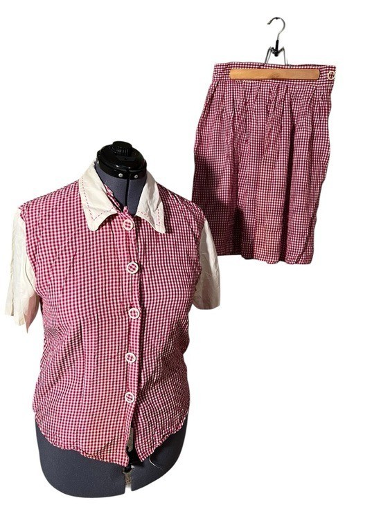 Vintage Sophisticates by Jonathan Martin Women&rsquo;s Skirt Set Pink White Gingham