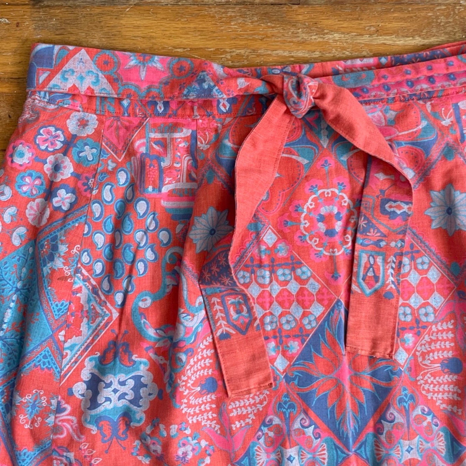 Vintage Skirt Reversible Plain & Print Wrap Hand Tailored 1970s Size XS – Small