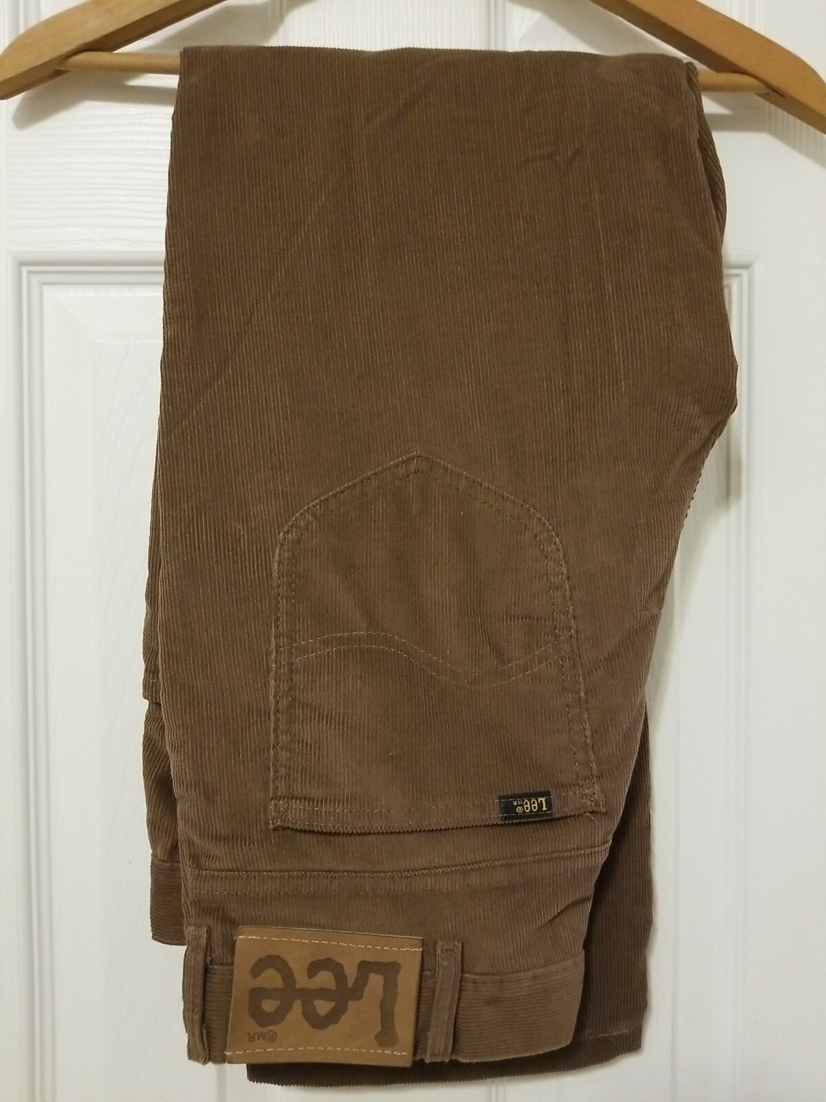 Vtg LEE Riders BROWN CORDUROY PANTS Shortened 32 X 26.5 Union Made in USA