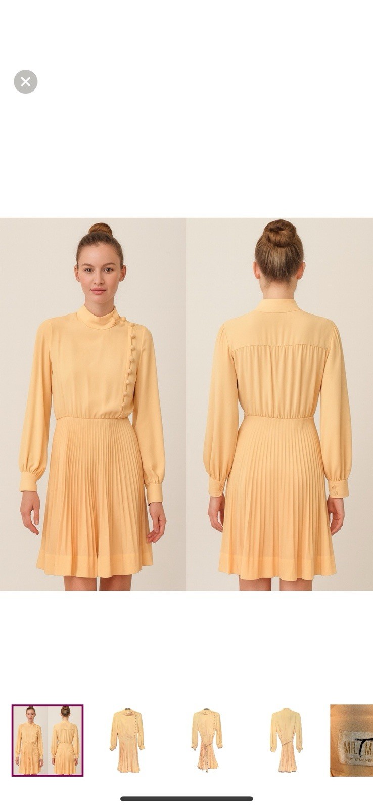 VTG Mr. Mort By Stan Herman Peach Dress Pleat skirt braid belt Sz 9 1960&rsquo;s. AR16