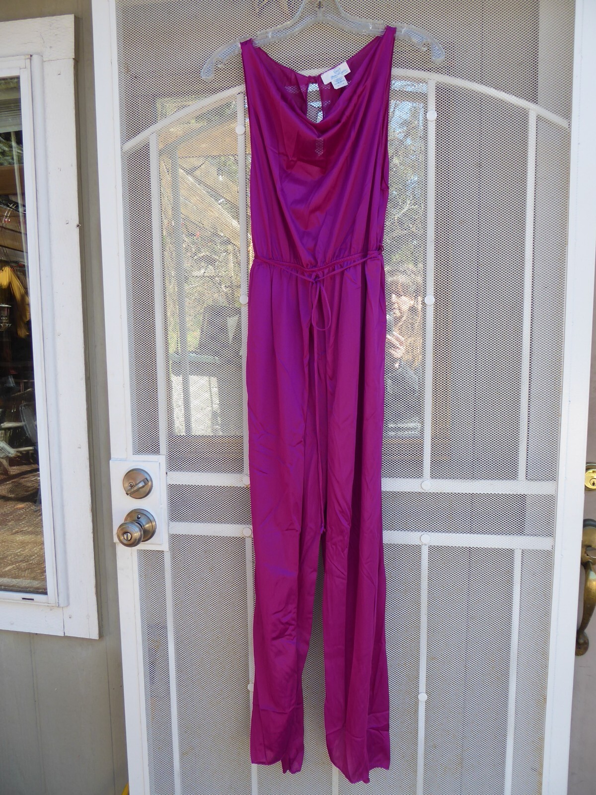 Vintage 70s 80s UNDERCOVER WEAR USA Fushcia Pink Nylon Jumpsuit Silky M