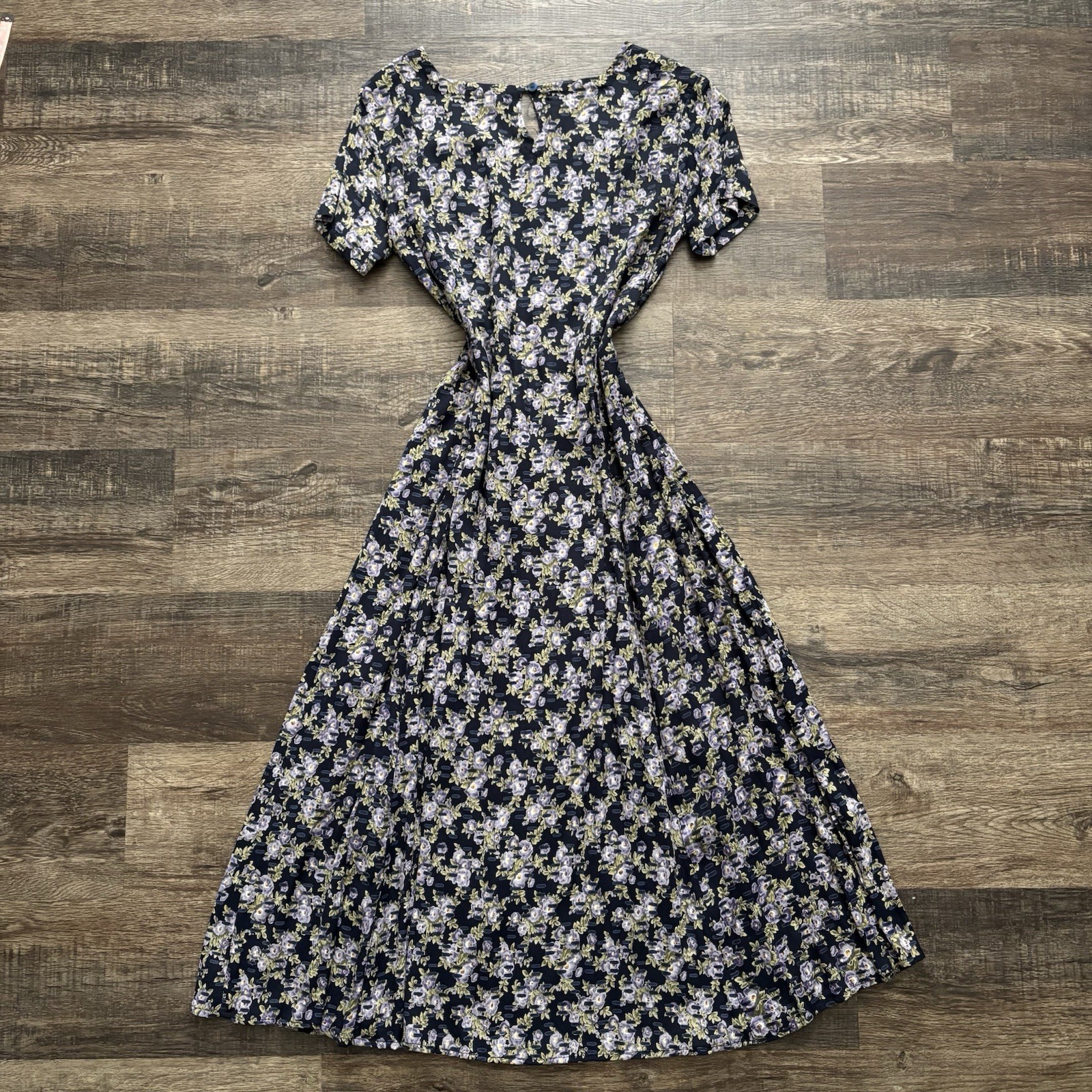 Vintage 90s Nostalgia Grunge Dress Dark Floral Romantic Whimsigoth Maxi Sz Small