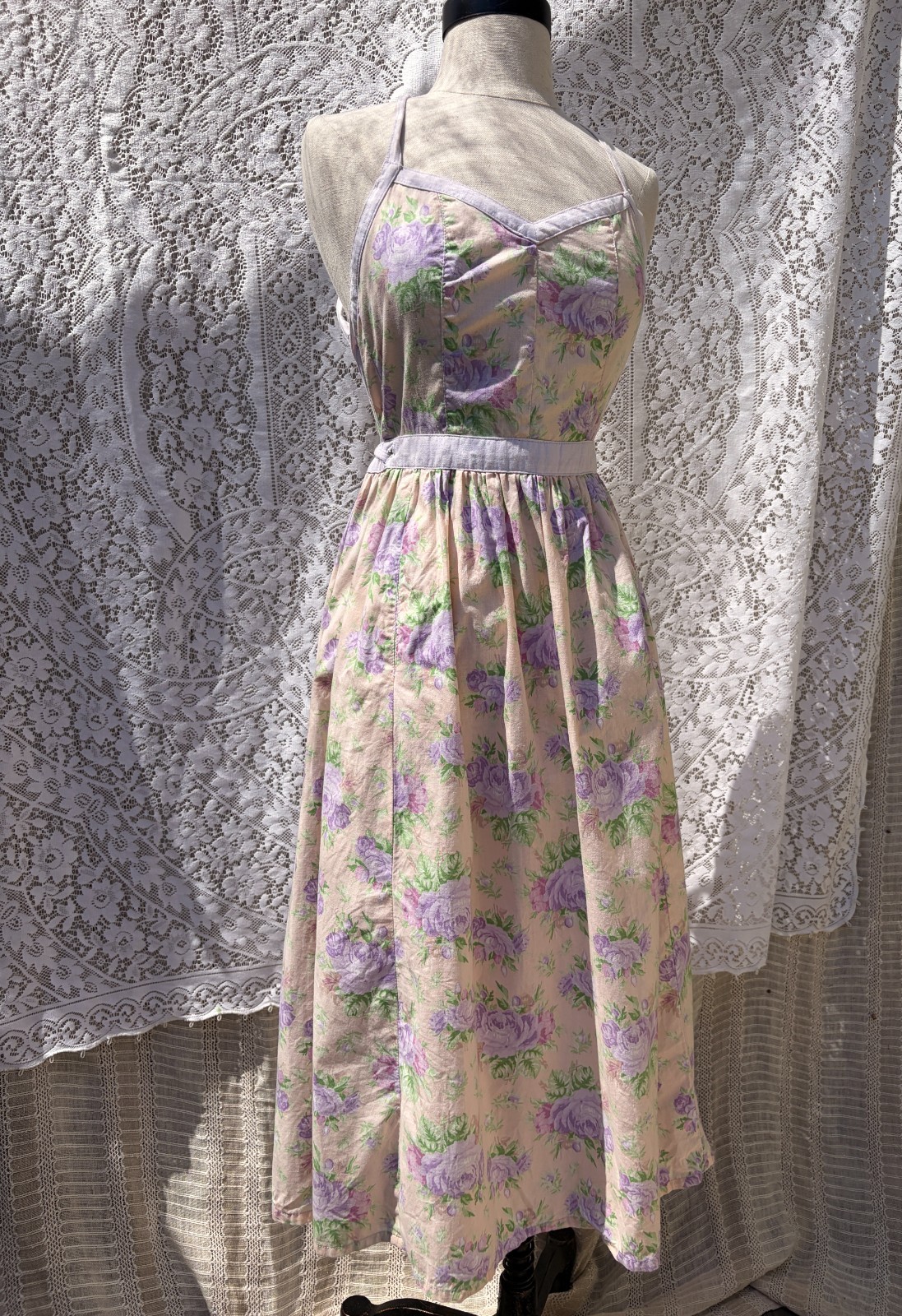 Vintage Floral Cottagecore dress Pink Lavender Rose XS/S FoxyLady San Francisco