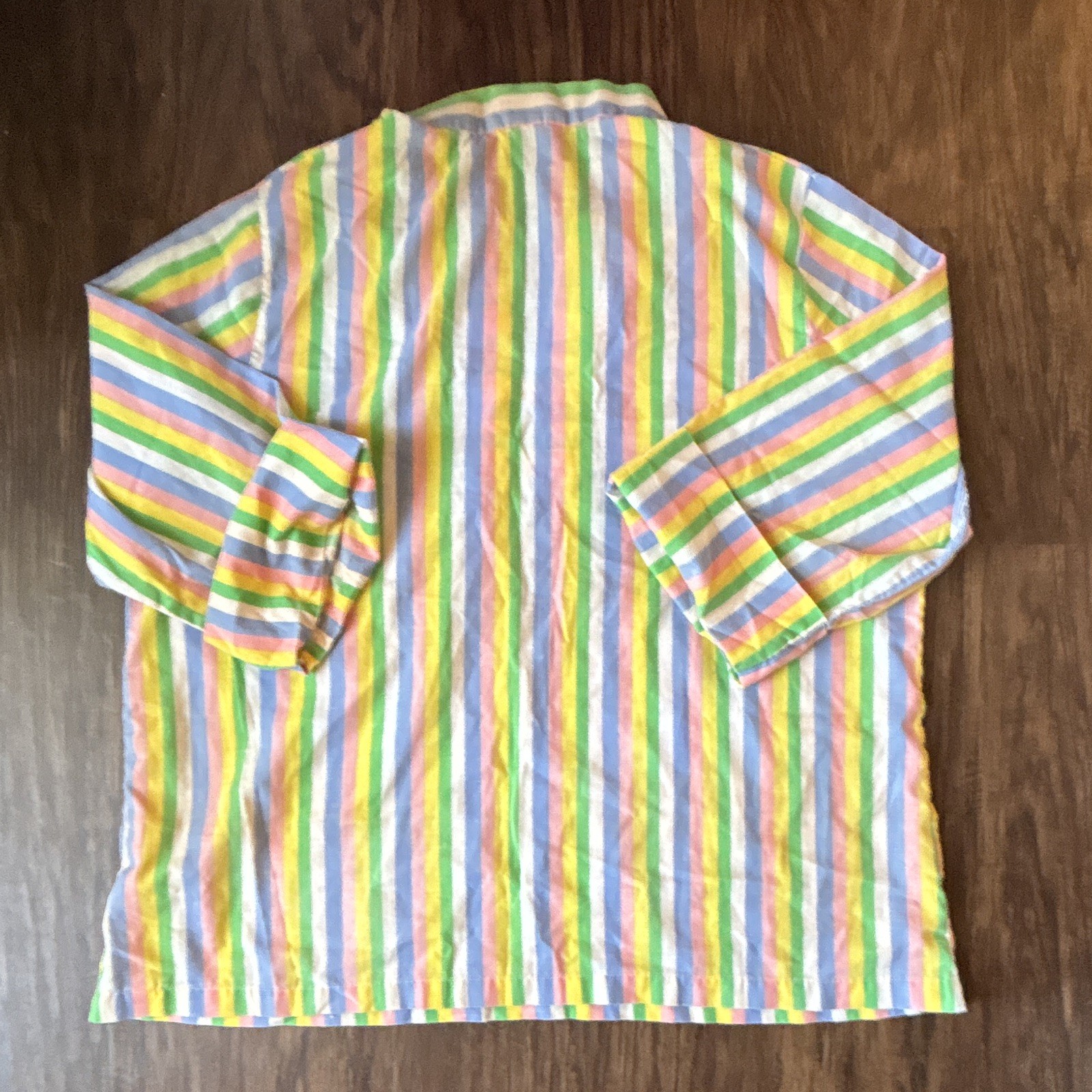 Vintage Smartiques Pastel Striped Tunic Blouse Women&rsquo;s 60s 70s Long Sleeve