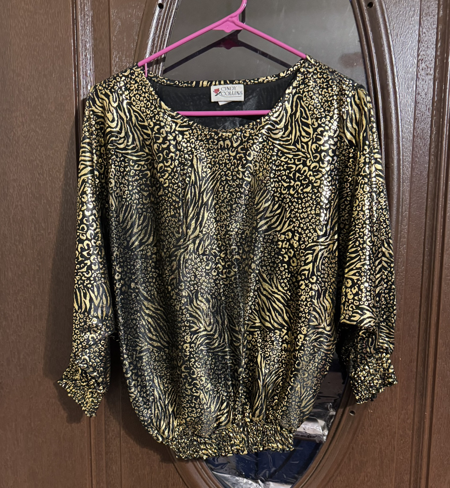 Vintage Cindy Collins Metallic Gold Blouse
