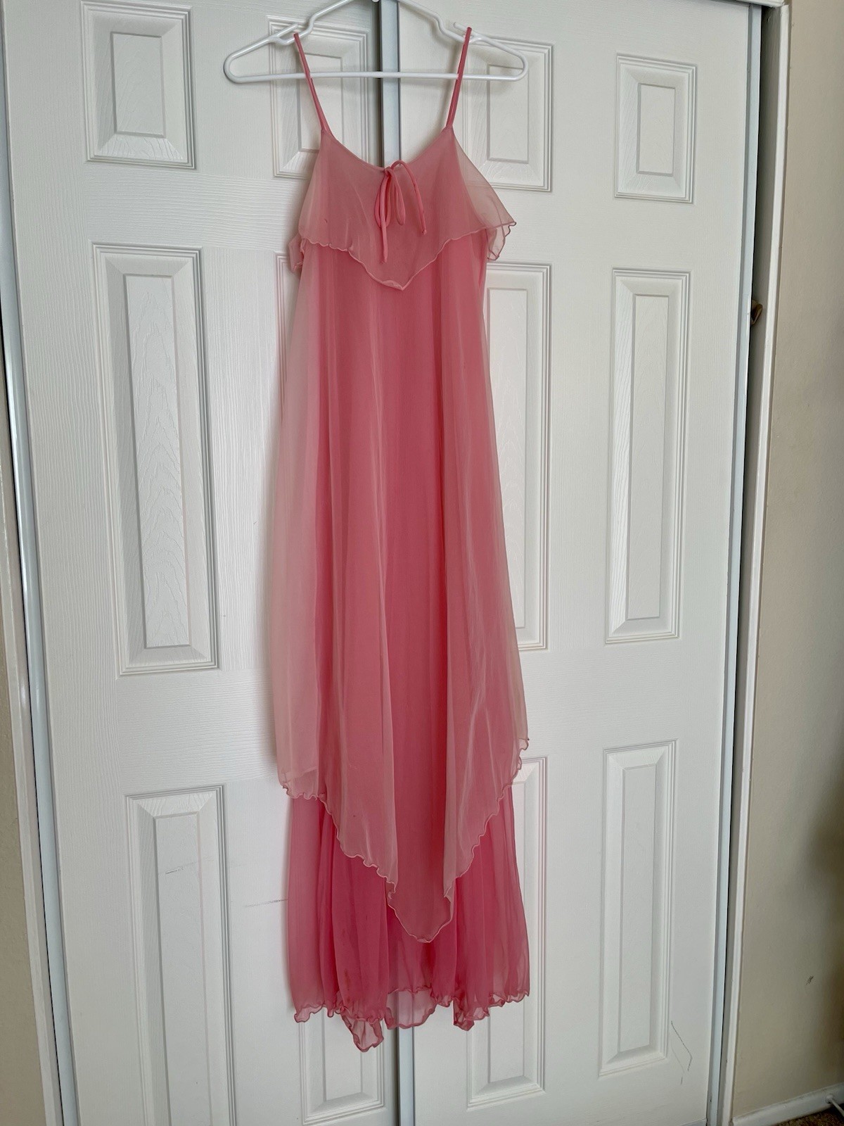 Vintage 60’s Jenelle Of California Pink Sheer Nightgown Dress Nightie Long Small