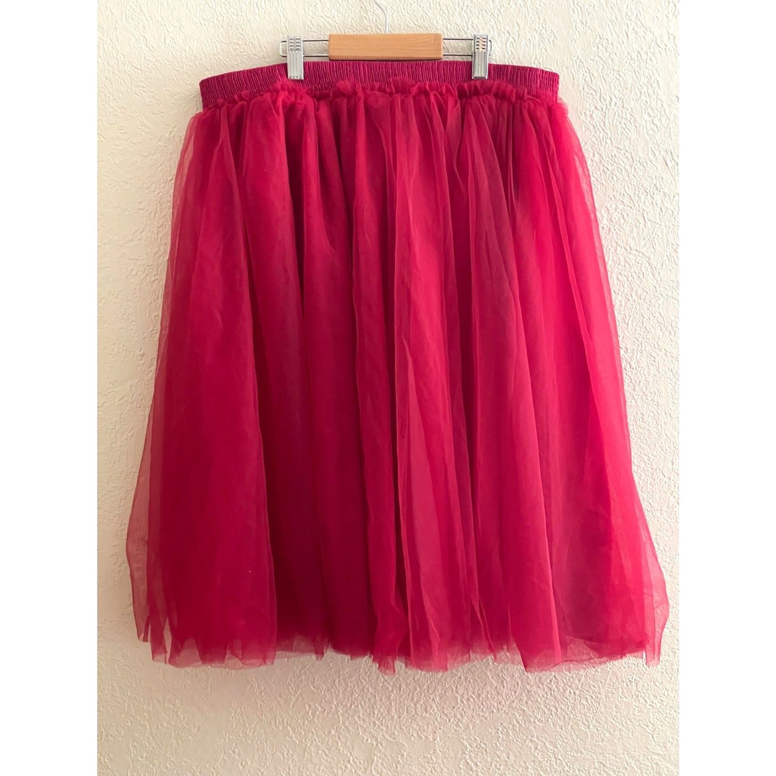 Petticoat Y2K Red Tutu Skirt Tulle Crinoline Rockabilly 25&Prime; Underskirt XL Vintag