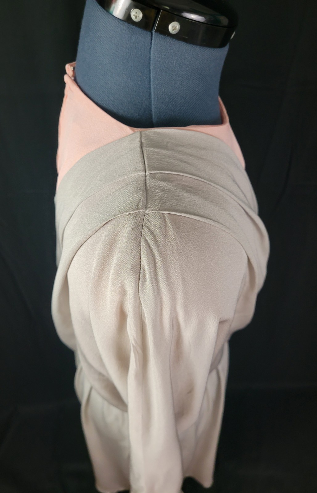 Vintage David Warren Peachy Pink & Grey Blouson Dress w Layered Top Size 10