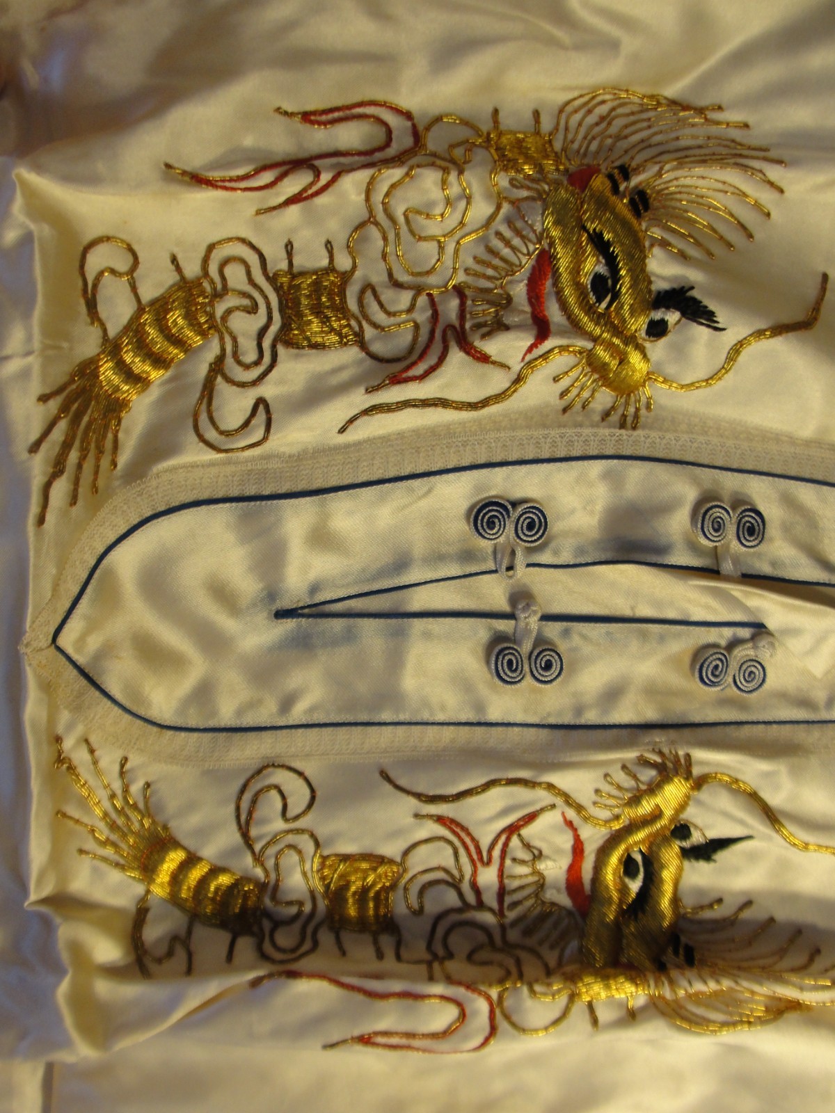 Vintage Hong Kong / Chinese Tunic and Pants Pajamas Dragon Embroidery