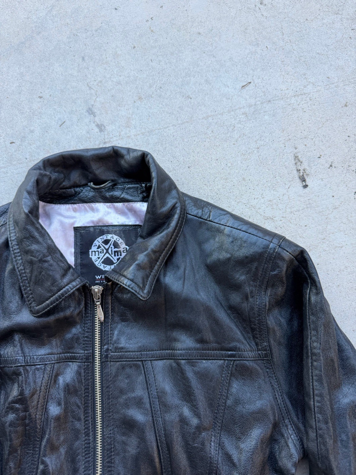 Wilsons Leather Maxima Jacket Mens Medium Black Moto Biker Zip Up