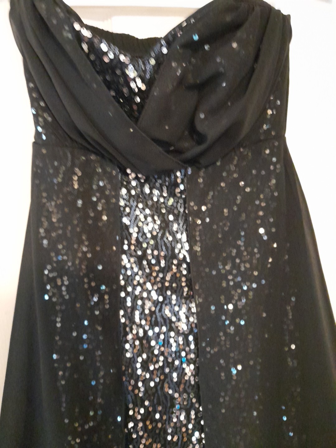 Vintage Trixxi Black With Silver Sequins And Sheer Overlay Mini Dress.Sz.5 . B5