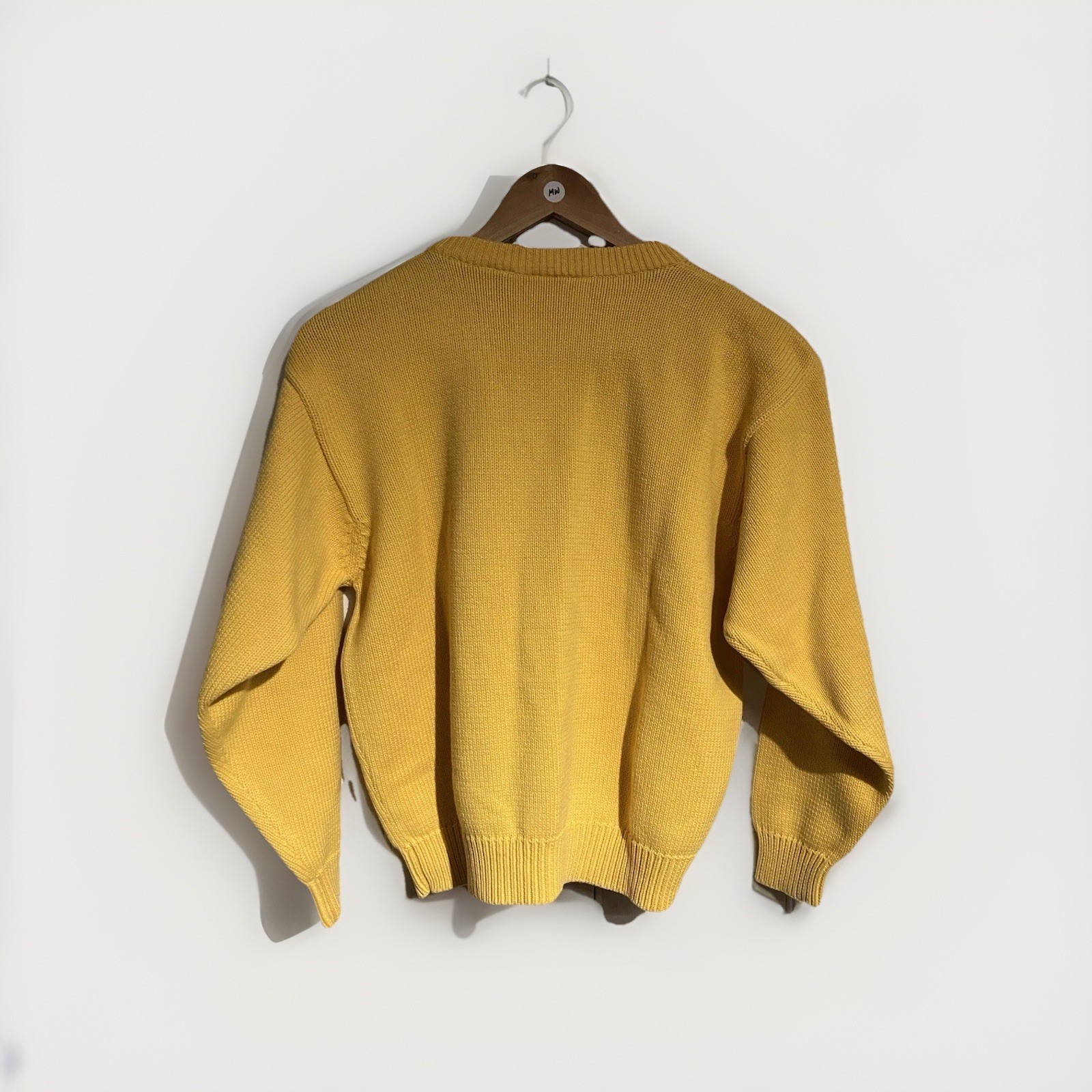 Vintage 80’s Essential Elements Yellow Cotton Crew Neck Sweater Size M Preppy