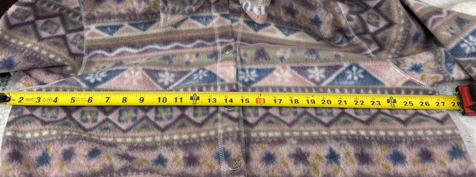 Vtg – Alfred Dunner – Fleece Jacket – Pastel Geometric/Flower – XL Shacket