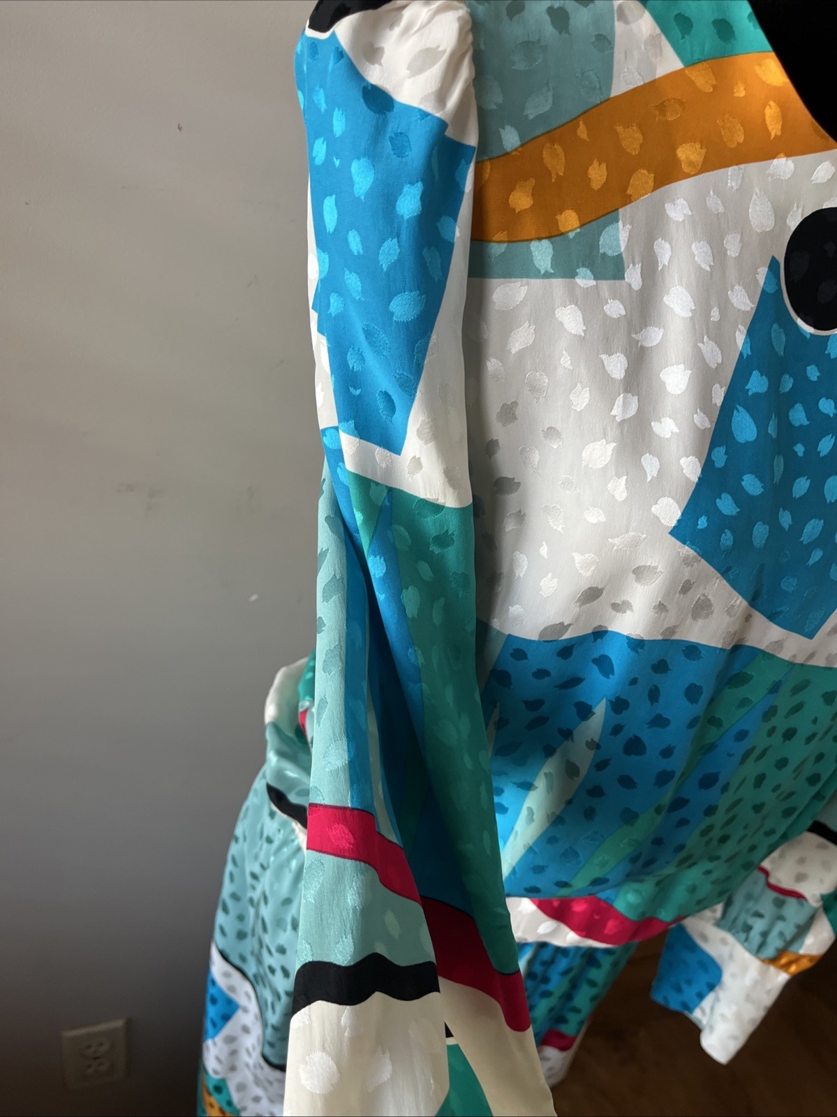 Vintage AP Ltd 100% Silk Size 10 Made In Korea 80s/90s Colorful Stretchy Waist