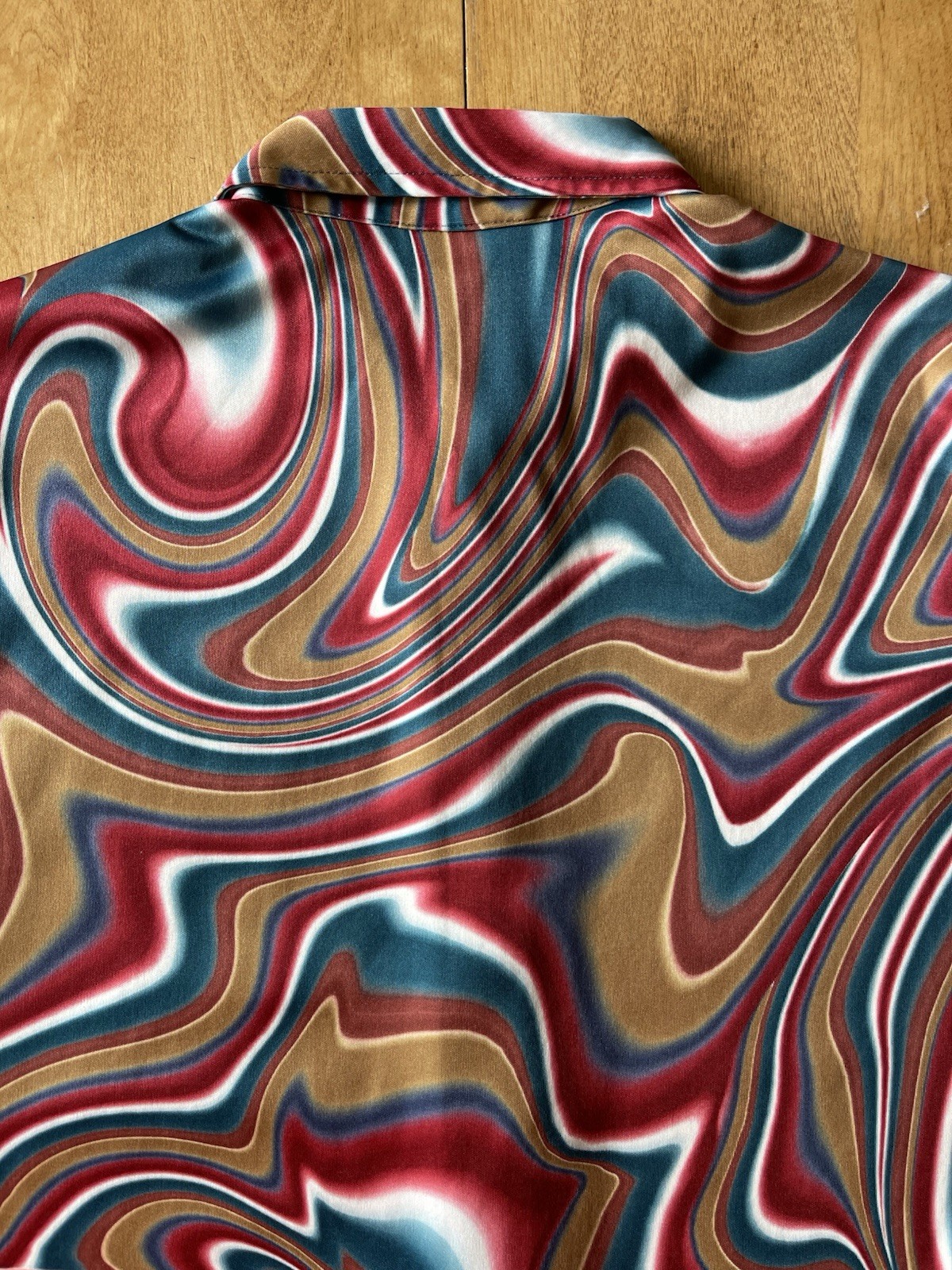 Vintage 90s In Charge Groovy Swirl Button Shirt Size Large Hippie Made In USA