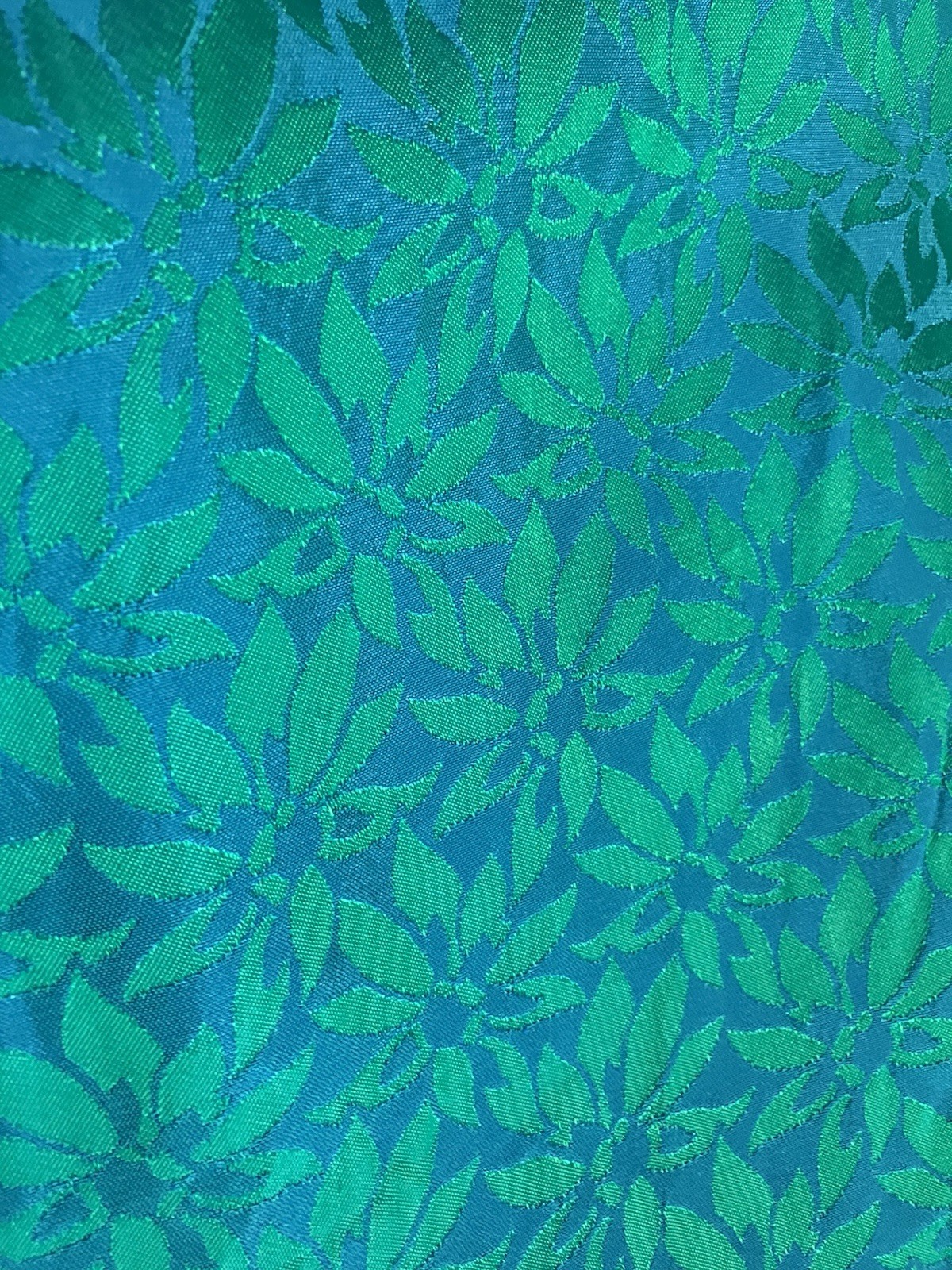 Vintage 1950’s 1960’s Evening Coat Emerald Green/blue Jacquard Pattern