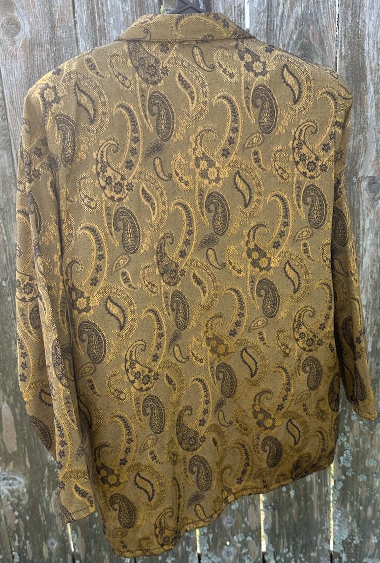 Trimmings Gold Paisley Print Blazer Women’s Size M Style# 10263 Special Occasion