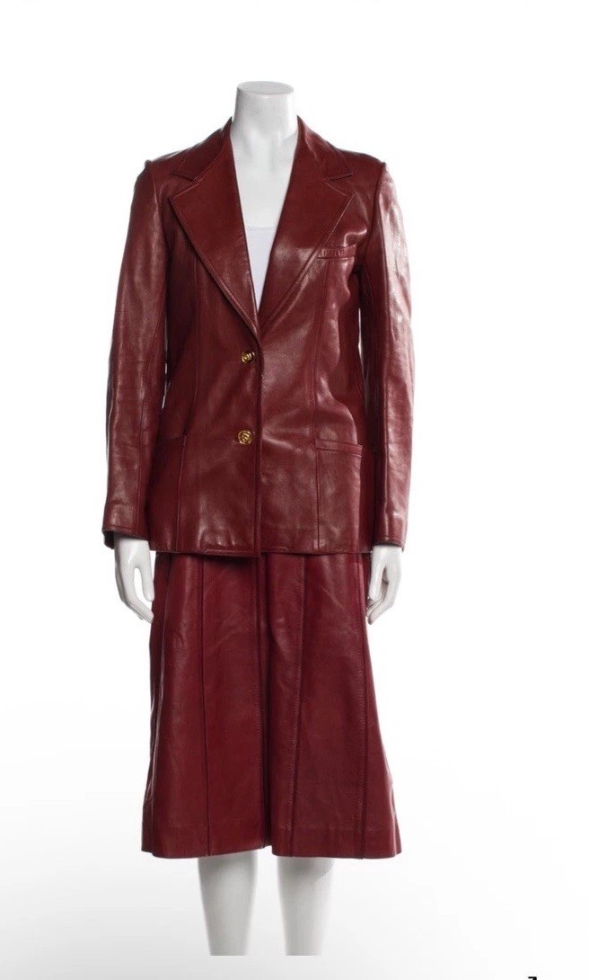 Vintage 1990’s Gucci Leather Blazer And Skirt