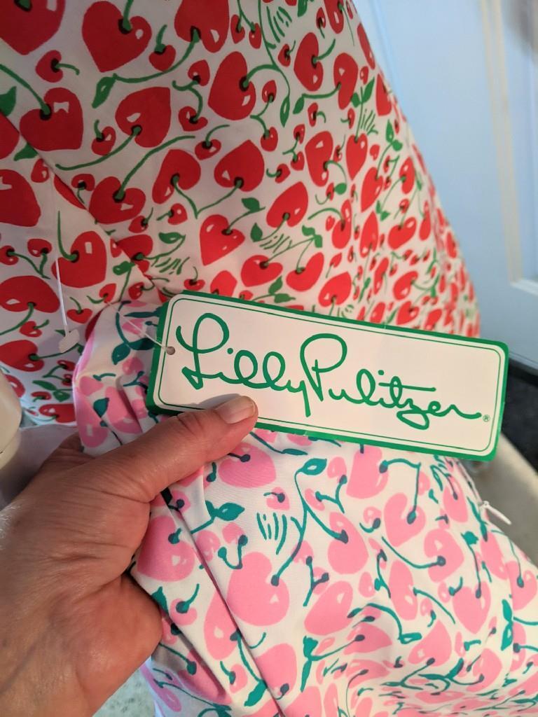 Lilly Pulitzer Scalloped Skirt Vintage Aqua Floral 24&Prime; Waist &rsquo;80s NWT XS