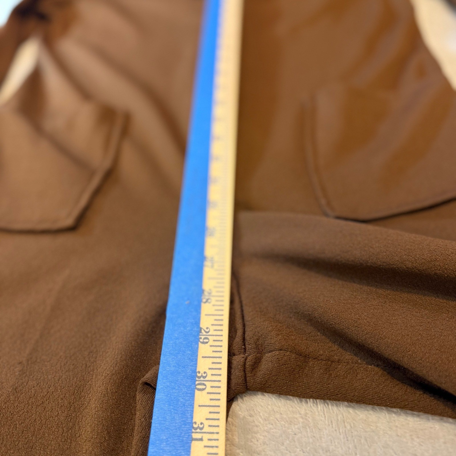 Vintage 70s Brown Polyester Zip Front Wide Leg Jumpsuit Tie Neck kitschy Size 10