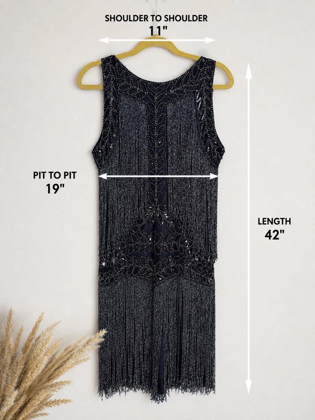 1920s Gatsby Style Beaded Fringe Flapper Dress Art Deco Cocktail Party Size S