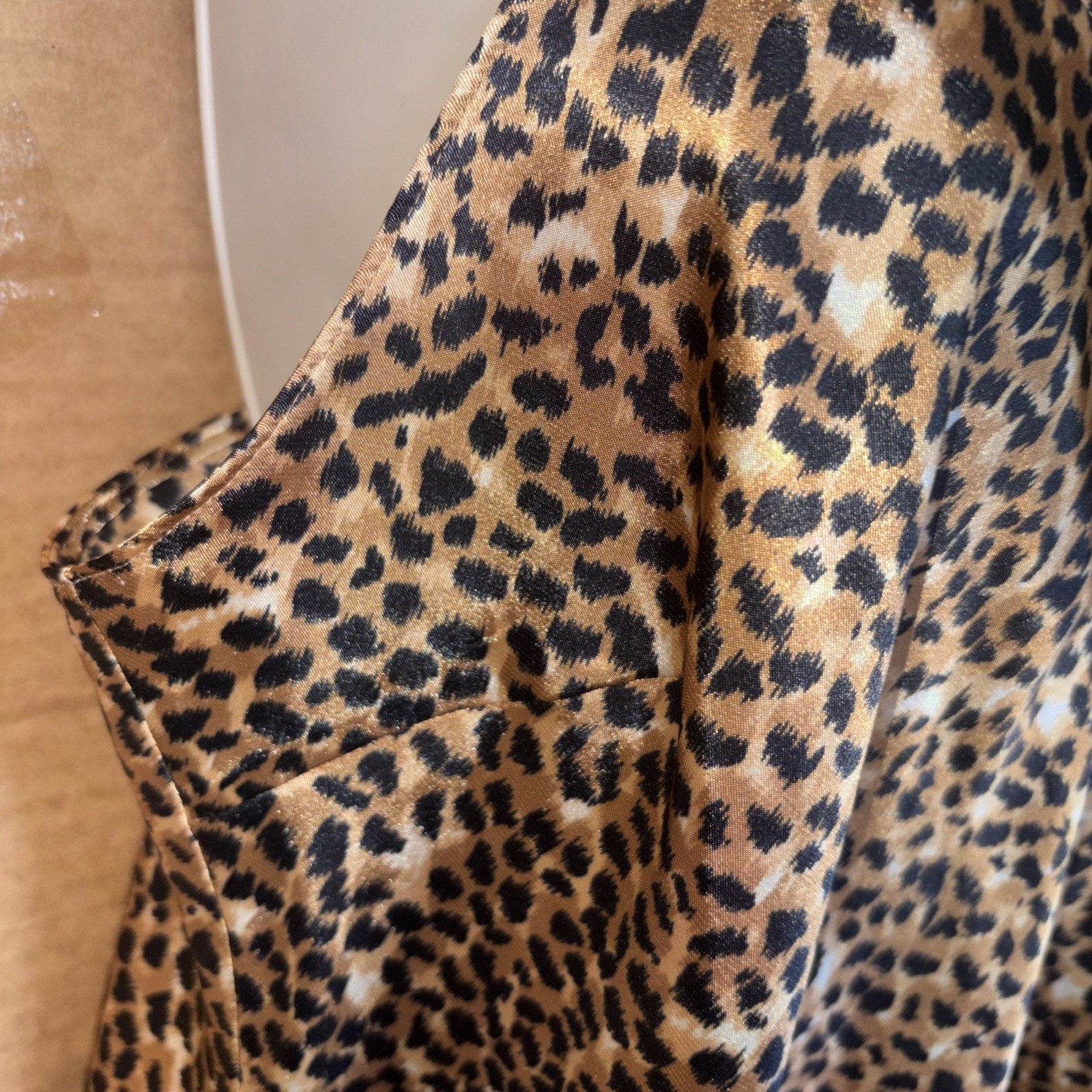 Vintage August Silk Intimates Cheetah Leopard Large Polyester Nightgown lingerie