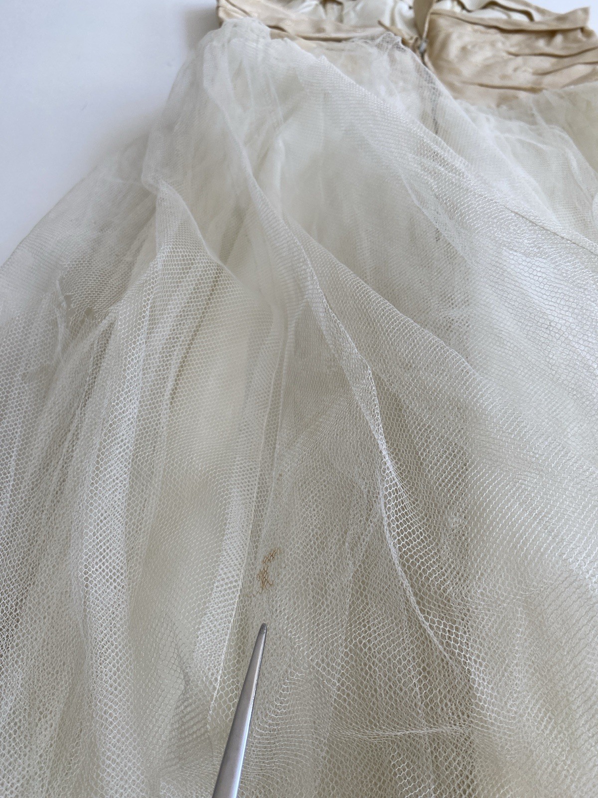 Vintage 50s S Strapless cotillion party Prom dress long Ivory Tulle