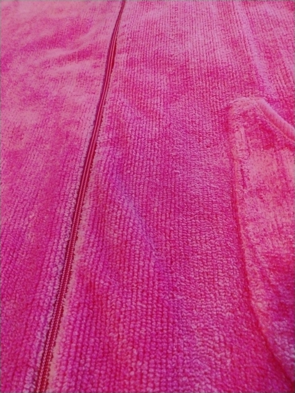 Stan Herman Pink Chenille Zip Front Robe Short With Pockets Size M/L