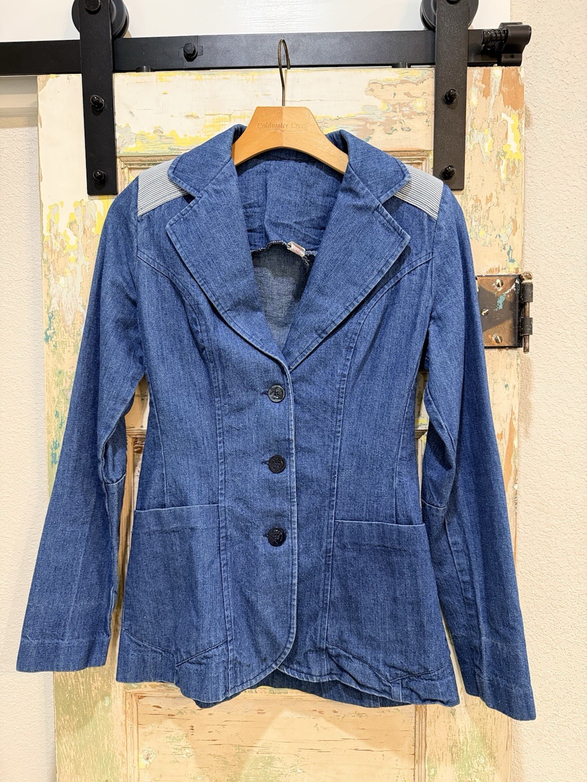 Union Made 1970s Vintage Tailored Denim Jacket Blue/White Regular Size 5