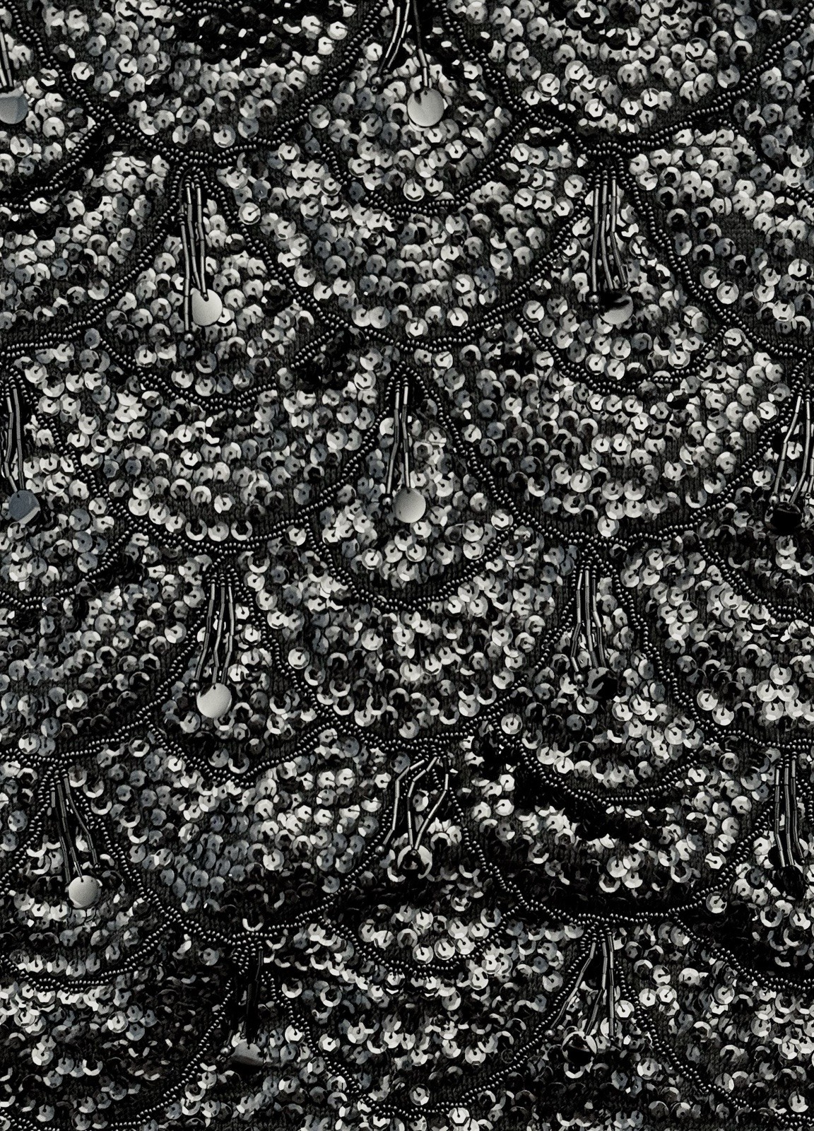Vintage 1960s Black Beaded Sequin Top – Scalloped Fringe Cocktail Blouse