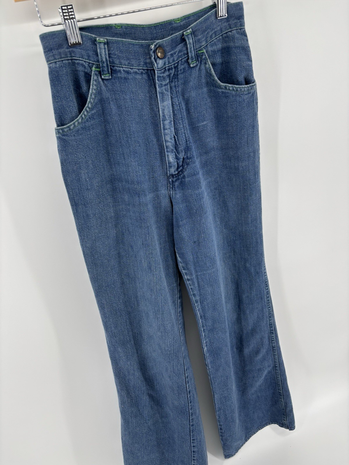 Vintage Maverick Jeans 24×31.5 Flared High Rise Rare Embroidered Pocket Hippy