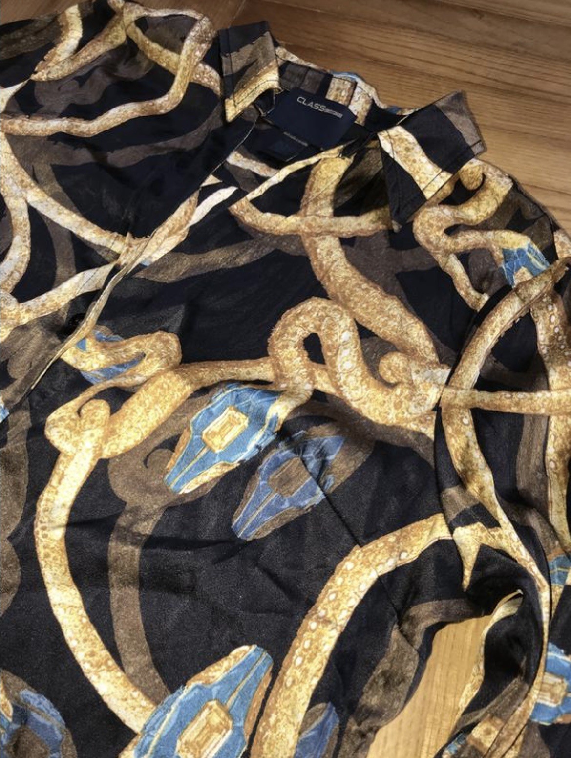 Vintage Roberto Cavalli Class silk Snake Chain Print Blouse Shirt Size S IT 40